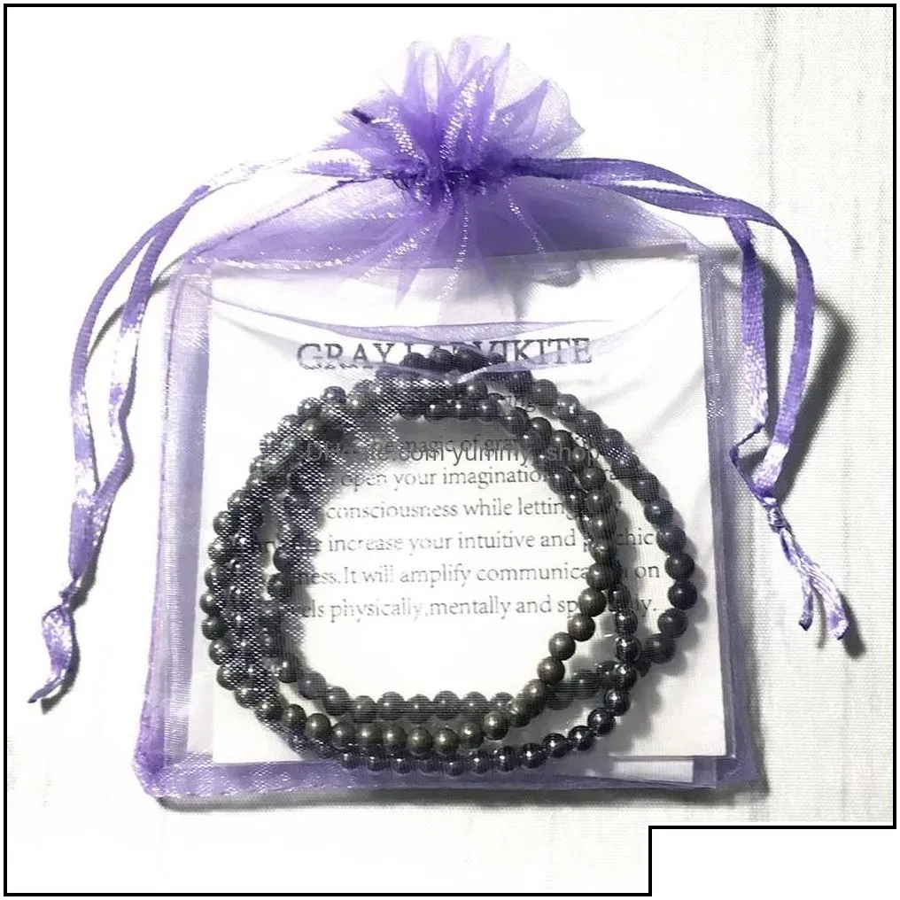 beaded strands bracelets jewelry mg0130 natural pyrite hematite yoga mala beads bracelet gray larvikite energy 4 mm mini gemstone set
