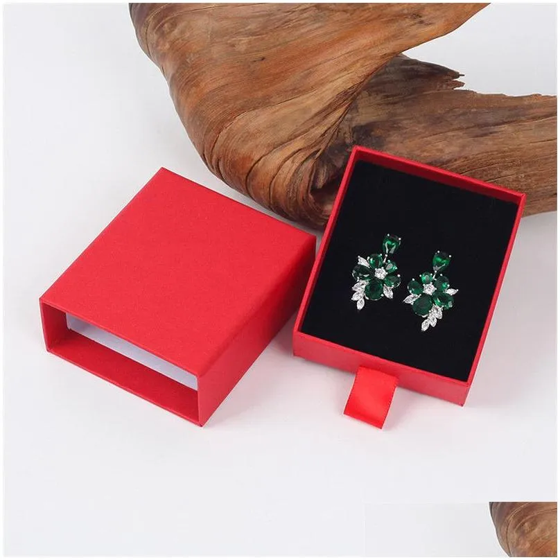 Luxury Elegant 8*7*3cm Drawer Box With Spong For Jewelery Display Earring Necklace Packaging Drawer Box With Ribbon LX1622