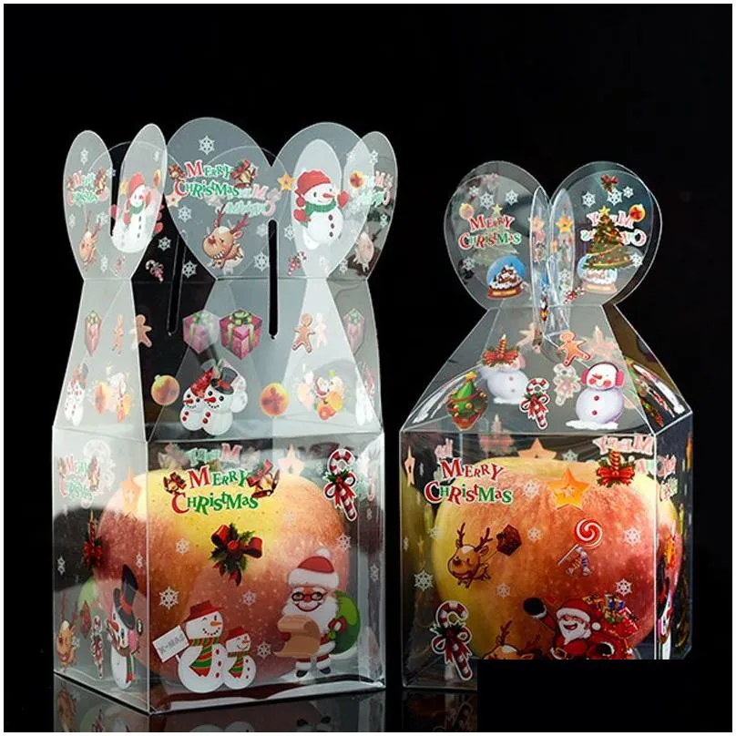Many Styles PVC Transparent Candy Box Christmas Decoration Gift Box and Packaging Santa Claus Snowman Elk Reindeer Candy  Boxes