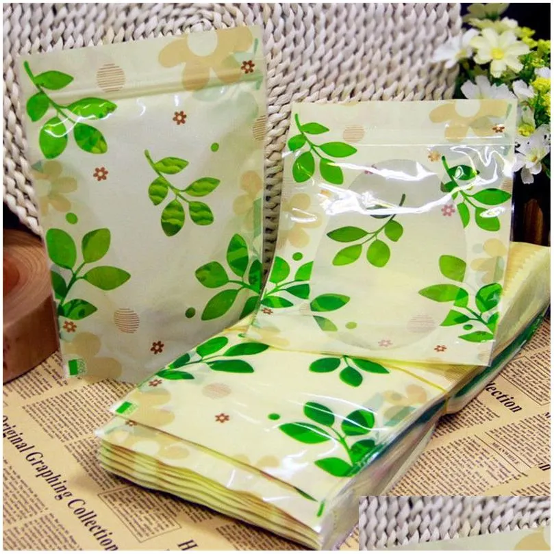 Green printing lovely plastic bag food storage bag Plastic packaging bag Zipper Snacks bags wholesale LZ0708