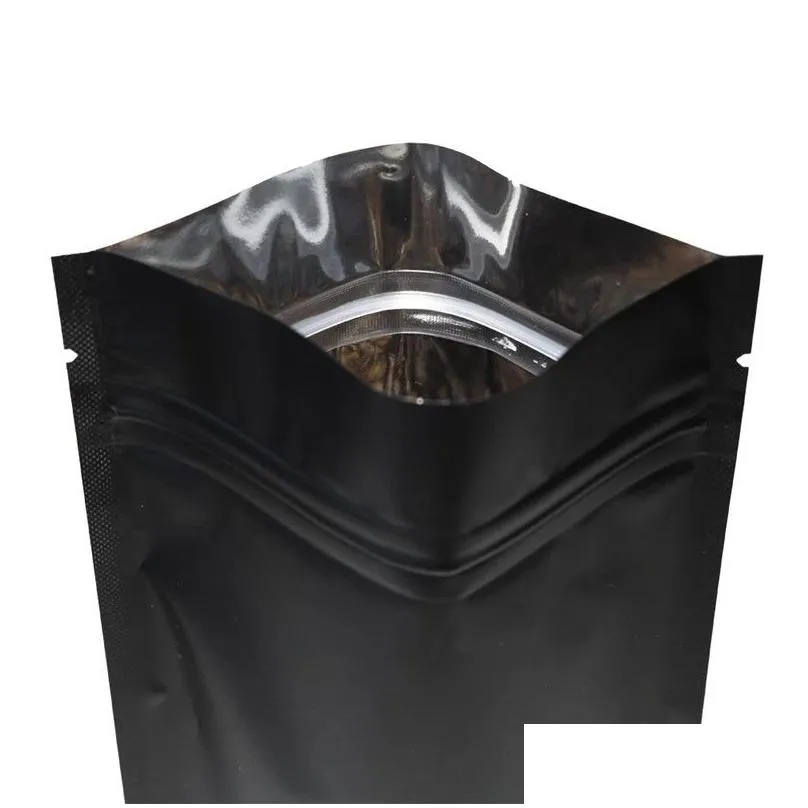 wholesale Heat Seal Zipper Package Bags Aluminum Foil Mylar Tear Notch Matte Black Stand Up Bag Wholesale LX3649