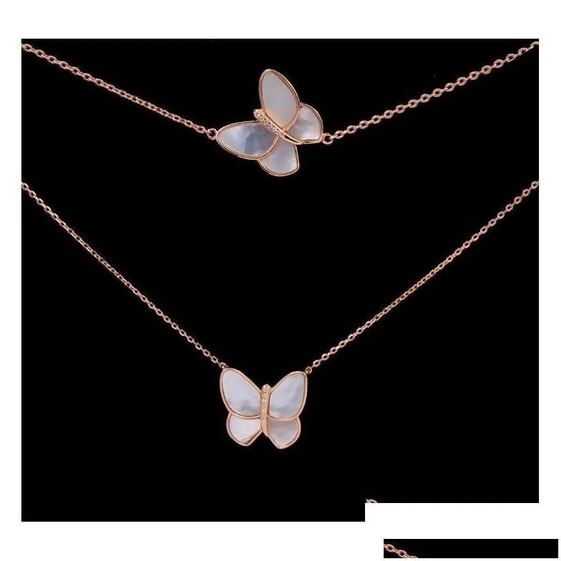  gold plated jewelry with white bearing butterfly with diamond copper plated rose gold necklace bracelet set bq6la