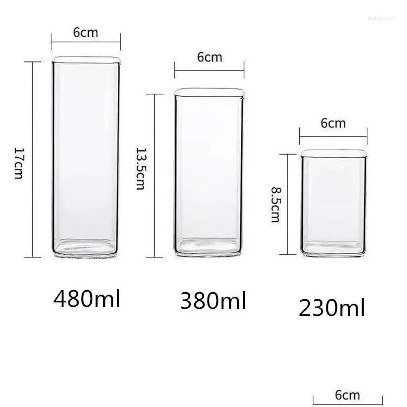wine glasses transparent temperature resistant square glass tea milk cup water juice simple dessert durable