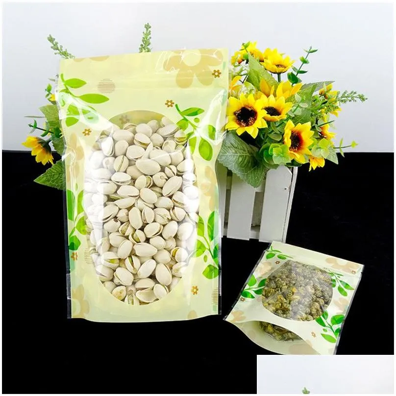 Green printing lovely plastic bag food storage bag Plastic packaging bag Zipper Snacks bags wholesale LZ0708