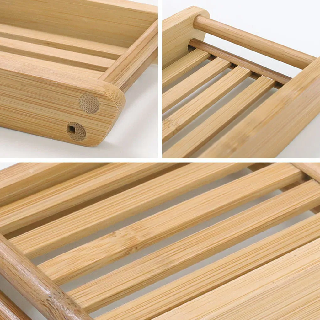 Wooden Natural Bamboo Soap Dishes Tray Holder Storage Soap Rack Plate Box Container Portable Bathroom Soap Dish Storage Box