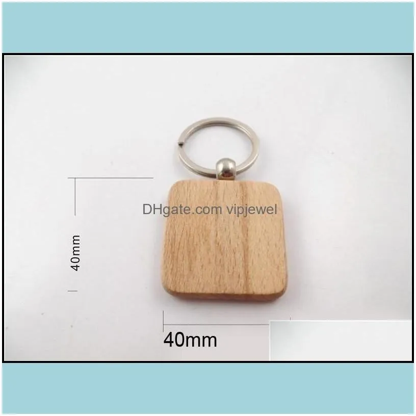 keychains lanyards diy blank wooden keychain rec square round heart shaped oval wood key chain ring business gift dhs d274lr drop