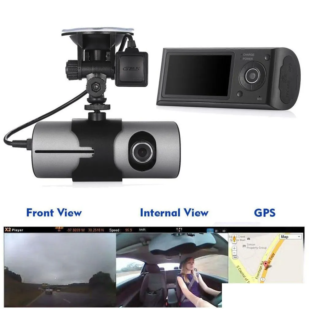 upgraded dual lens gps camera full hd car dvr dash cam video recorder g-sensor night vision for  lyft taxi drivers
