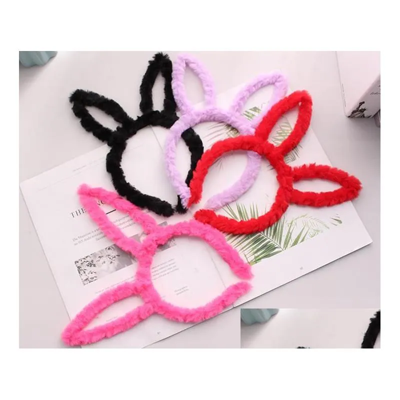 kids easter bunny rabbit ears cosplay headband child adult soft furry plush hair band party led glow headwear event favors customize