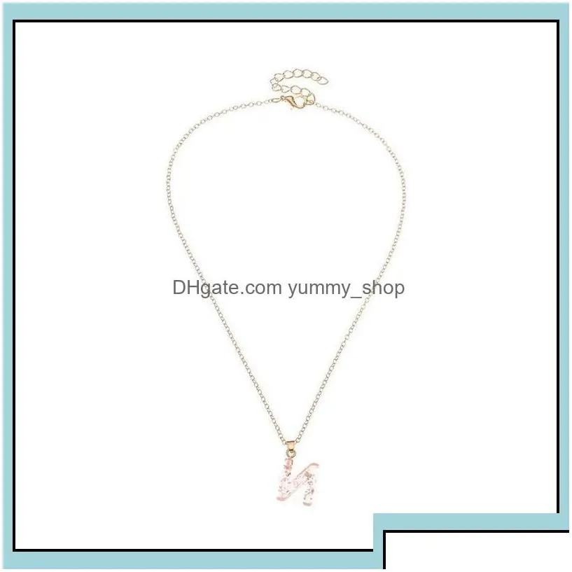 pendant necklaces 26 initial letter necklace transparent pink acrylic for women jewelry drop delivery pendants otakr