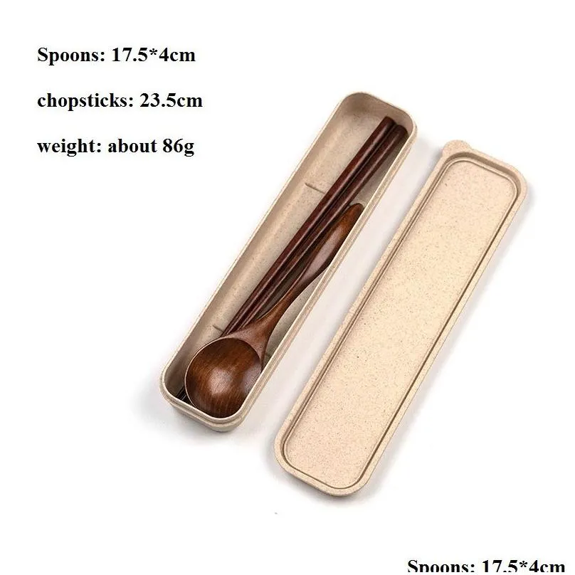 wooden chopsticks spoons knife set portable dinnerware set with packing box for travel camping