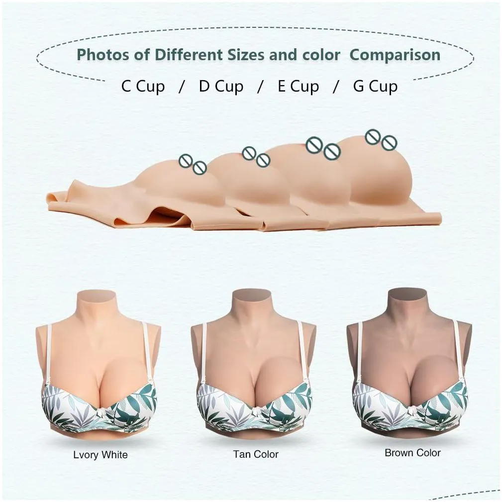 crossdresser breast form high collar silicone breast plate b-g cup fake boobs enhancer for shemale