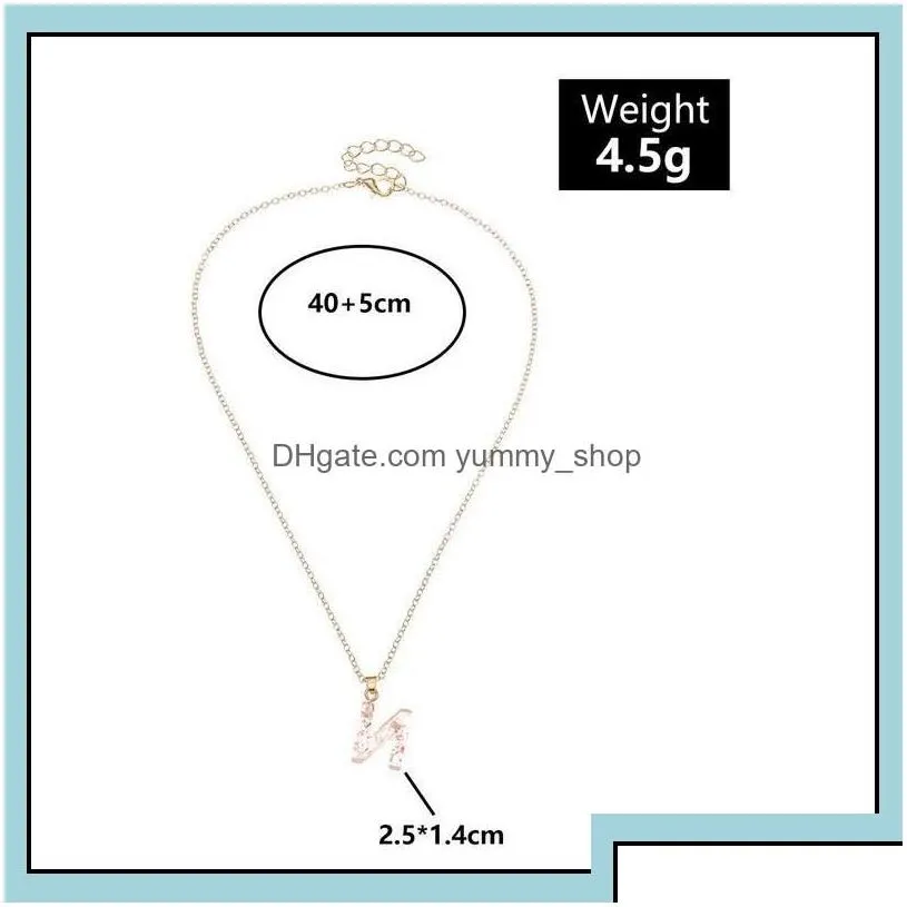 pendant necklaces 26 initial letter necklace transparent pink acrylic for women jewelry drop delivery pendants otakr