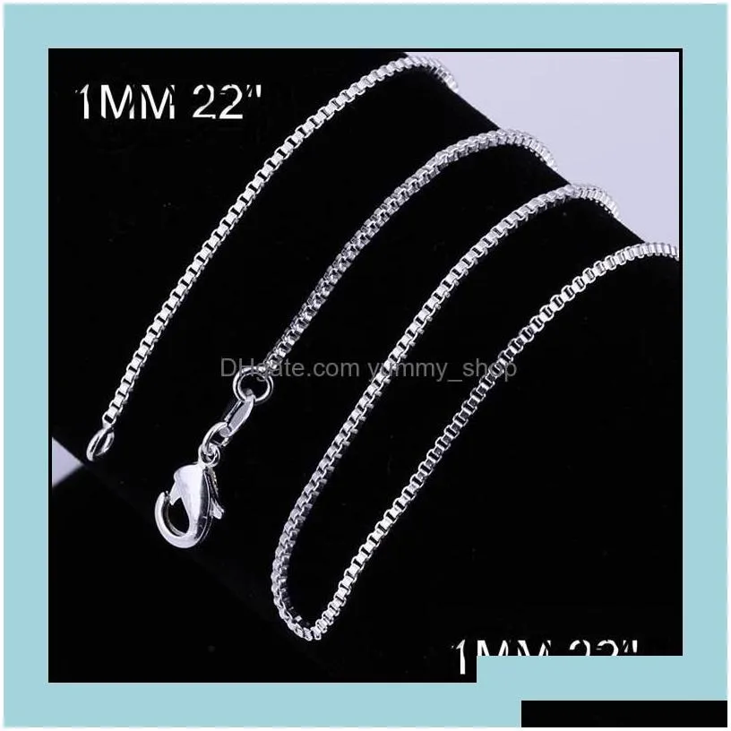 chains necklaces pendants jewelry 925 sterling sier plated necklace chain 1618202224 1mm thin box bike pendant for women and men