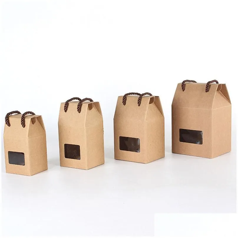 8 Size Window box kraft paper gift box honey jam tea brown sugar boxes Candy Box LX1125