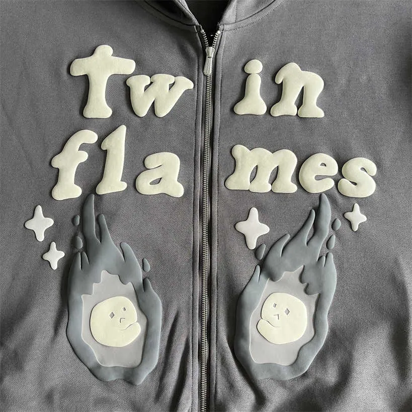 New Broken Planet Zipper Twin Flames Zip Up Hoodie Men Straight Leg Sweatpants Bpm Far Side of the Moon Couple`s Hooded Sweatshirt