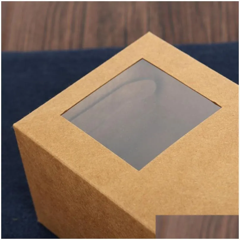 Tea packaging cardboard kraft paper bag,Clear Window box For Cake Cookie Food Storage Standing Up Paper Packing Bag LX2705