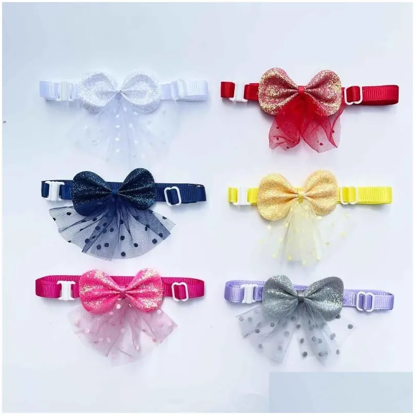 dog apparel 50/100pcs hair bows 2022 flash skirt trim bow tie grooming pet accessories items shop