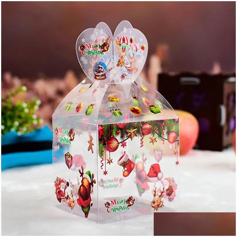 Many Styles PVC Transparent Candy Box Christmas Decoration Gift Box and Packaging Santa Claus Snowman Elk Reindeer Candy  Boxes