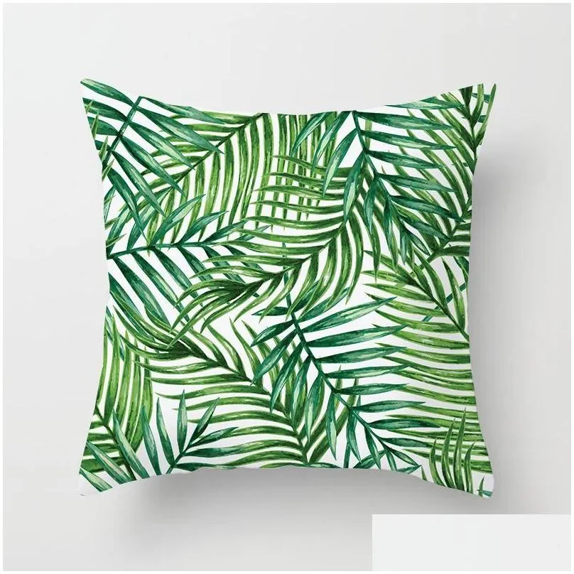 cushion/decorative pillow tropical plants pattern decorative pillowcase 45x45cm peach skin cushion cover throw sofa decoration