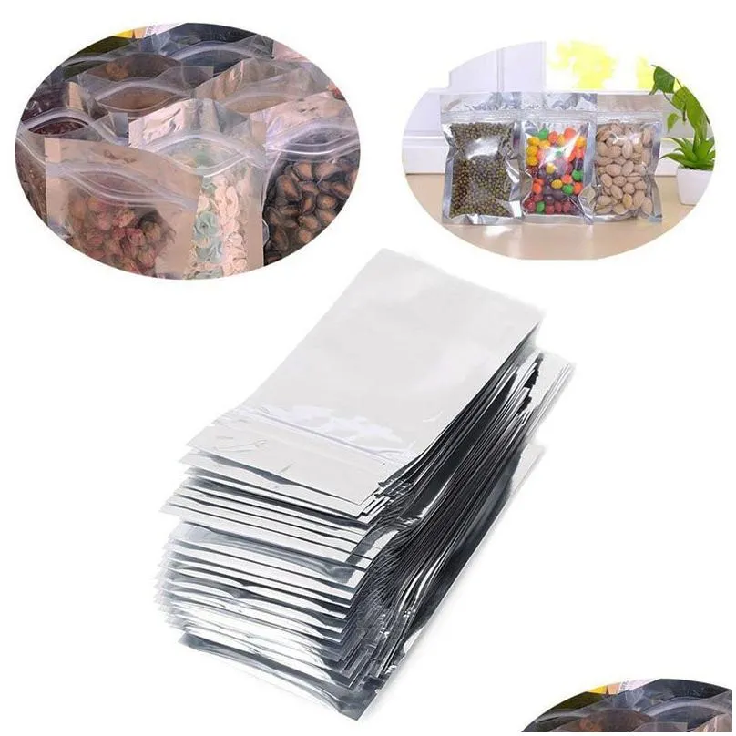 wholesale 1000pcs/lot Transparent Aluminum Foil Bag Sealed Zipper Seal Bag Packaging Food Bag Retail Re-sealable Baking Packaging Bags