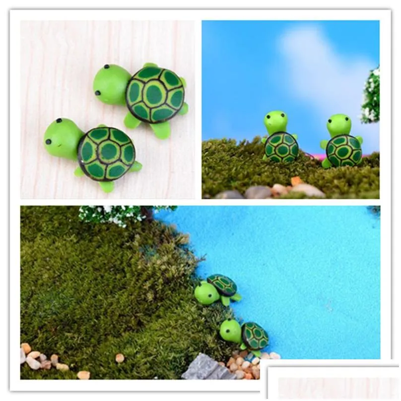 artificial cute green tortoise animals fairy garden miniatures gnomes moss terrariums resin crafts figurines for garden decoration