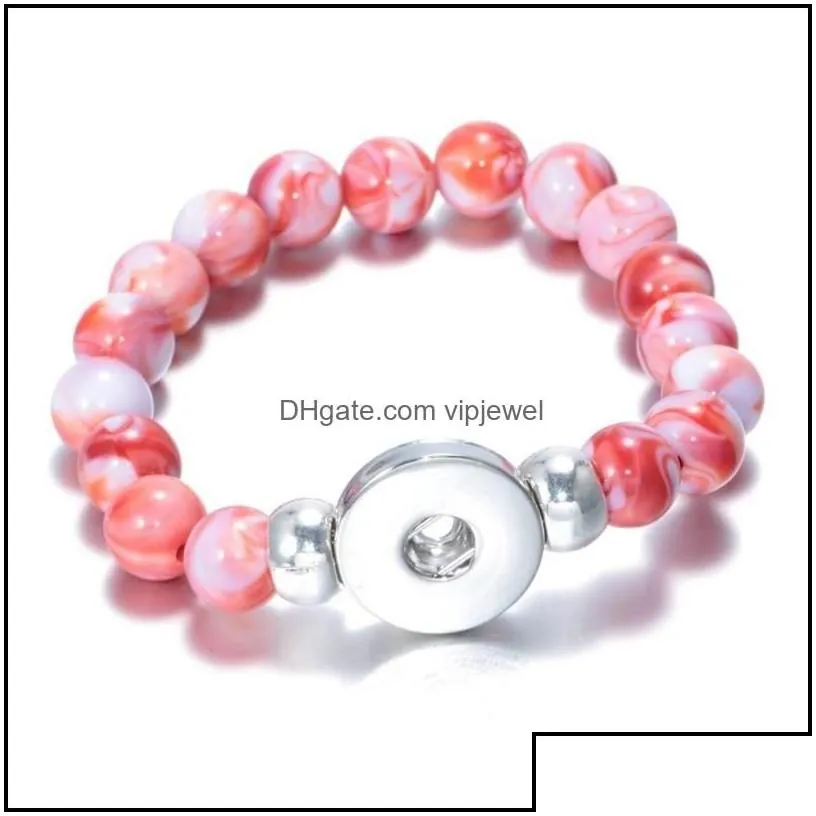 charm bracelets snap button natural stone beads bracelet bangles fit 18mm ginger buttons diy jewelry valentine gift b826l z drop deli