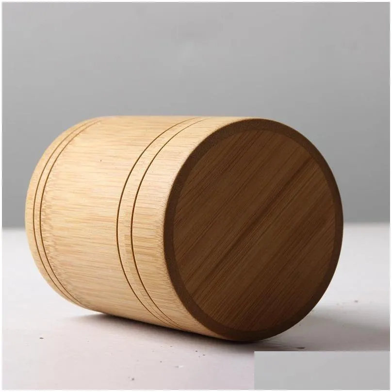 Bamboo Storage Bottles Jars Wooden Small Box Containers Handmade For Spices Tea Coffee Sugar Receive With Lid Vintage LX2718