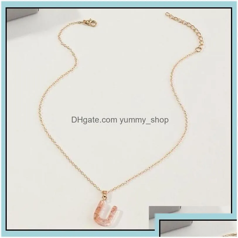 pendant necklaces 26 initial letter necklace transparent pink acrylic for women jewelry drop delivery pendants otakr