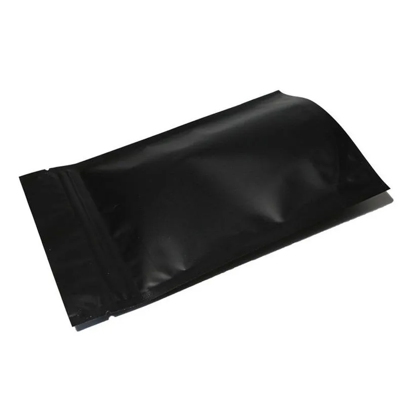 wholesale Heat Seal Zipper Package Bags Aluminum Foil Mylar Tear Notch Matte Black Stand Up Bag Wholesale LX3649