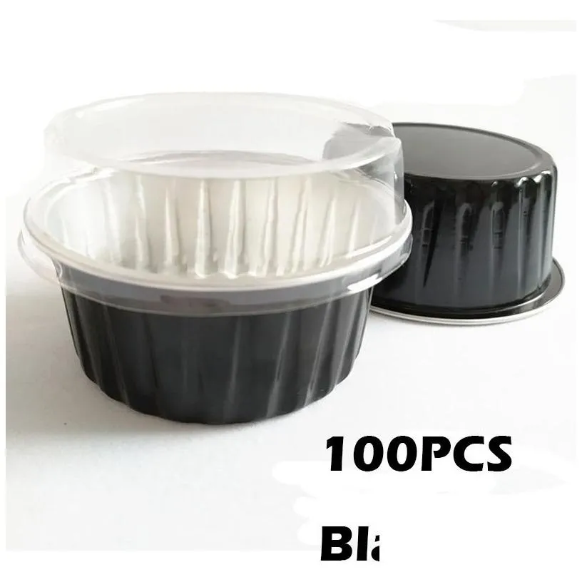 100pcs 5oz 125ml disposable cake baking cups muffin liners cups with lids aluminum foil cupcake baking cups f jllglj