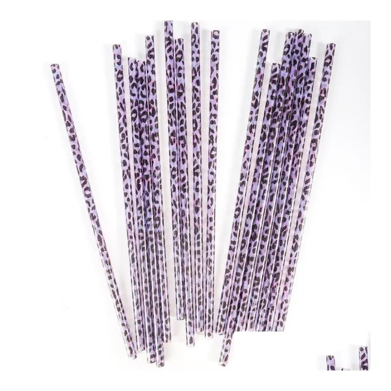 pp leopard printed plastic straws reusable and customizable wholesale