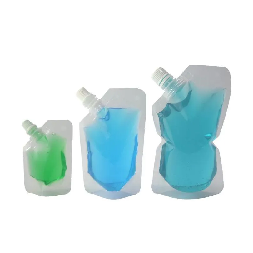 wholesale Doypack Aluminum Foil Spout Bag For Drinking Liquid Storage Bag Jelly Milk Sauce Oil Transparent Stand Up bag LX2932