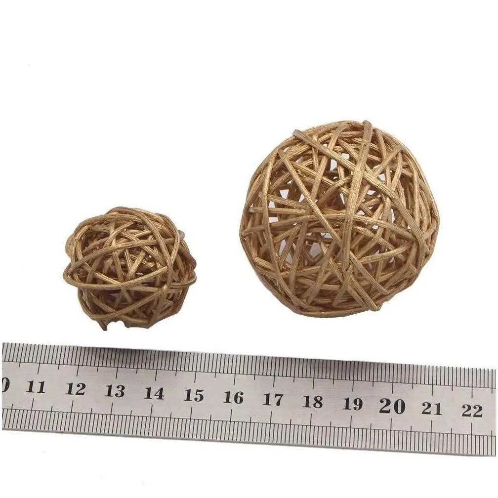 handmade rattan wicker ball rustic spheres balls for christmas wedding home party diy decor child pet toys table vase filler c2dyr