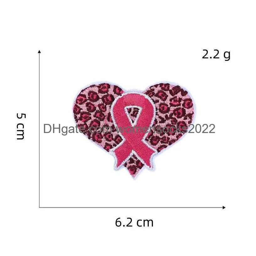 notion iron ones small breast cancer awareness pink heart sew on embroidered appliques machine embroidery needlecraft sewing