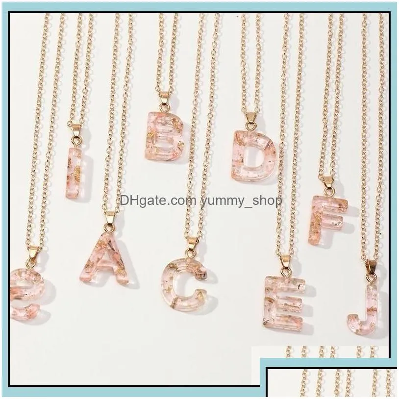 pendant necklaces 26 initial letter necklace transparent pink acrylic for women jewelry drop delivery pendants otakr
