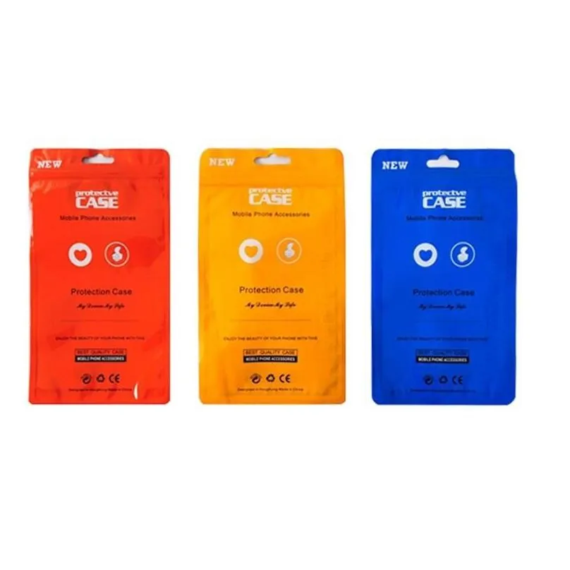 wholesale 1000Pcs/ Lot 12*21cm 4 colors Plastic Cell Phone Case Bags Mobile Phone Shell Packaging Zipper Pack bag LX172