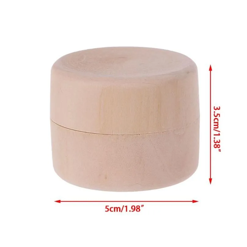 Small Round Wooden Storage Box Ring Box Vintage decorative Natural Craft Jewelry box Case Wedding Accessories LX0288