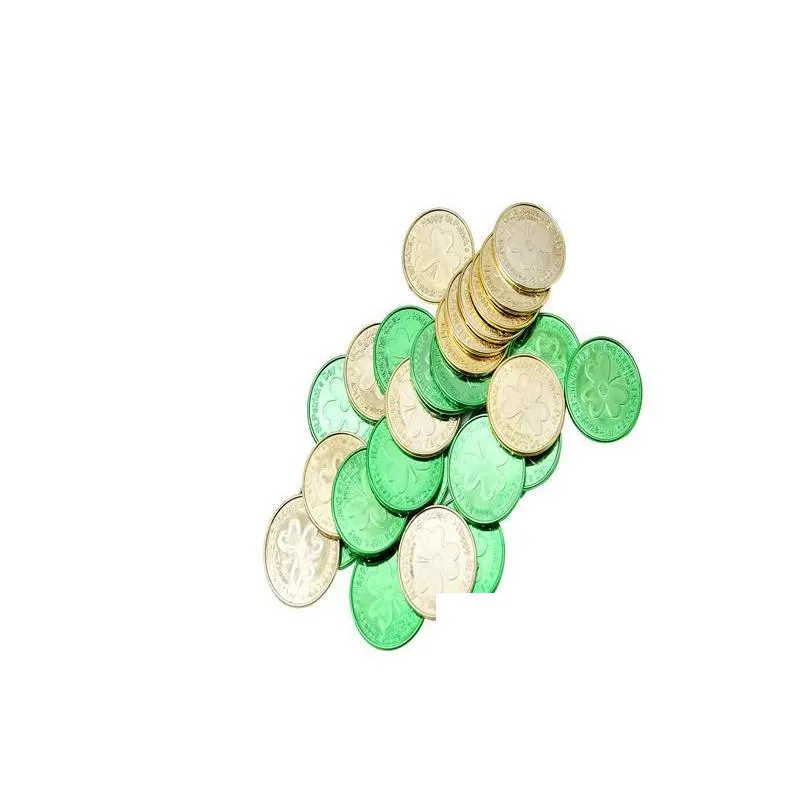 st. patricks day shamrock plastic coin lucky coins party decoration holiday favors child game counttoy diy table sprinkles decor green