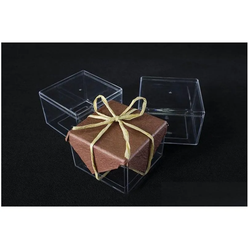 9.5*9.5*6.5cm Plastic Food Grade PS Clear Cake DIY  Box Biscuit Packing Candy Box Container ZA4552
