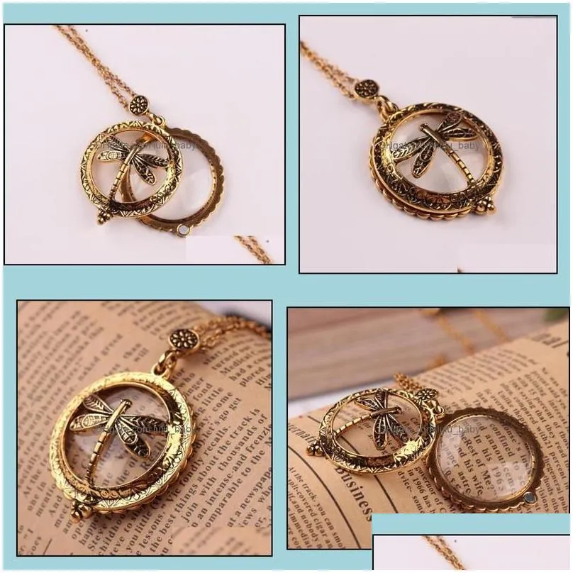 pendant necklaces shellhard art magnifying glass cabochon antique cat map for women men jewelry drop delivery pendants dhqtz