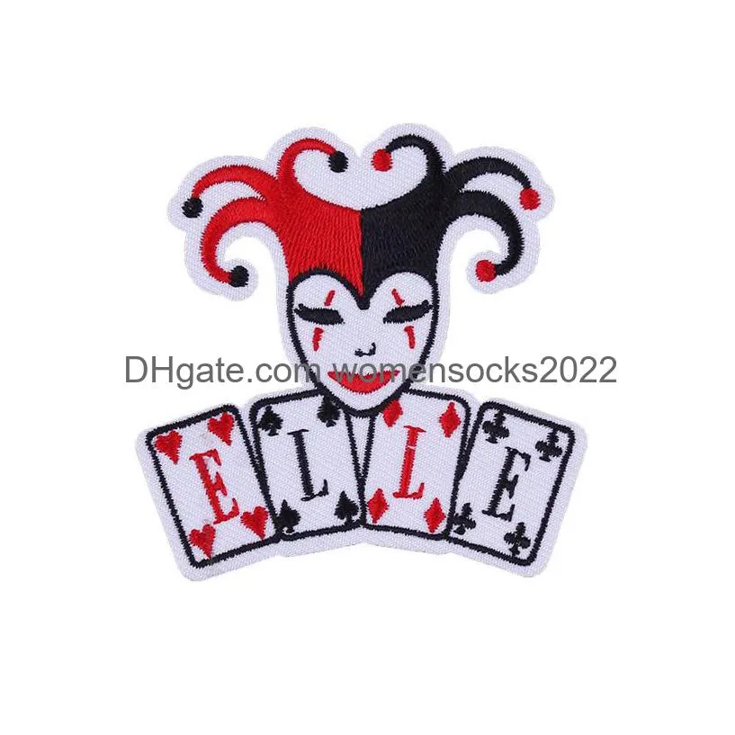 notions punk iron ones lucky poker ace of spades hearts card embroidered appliques for clothes jackets diy accessories