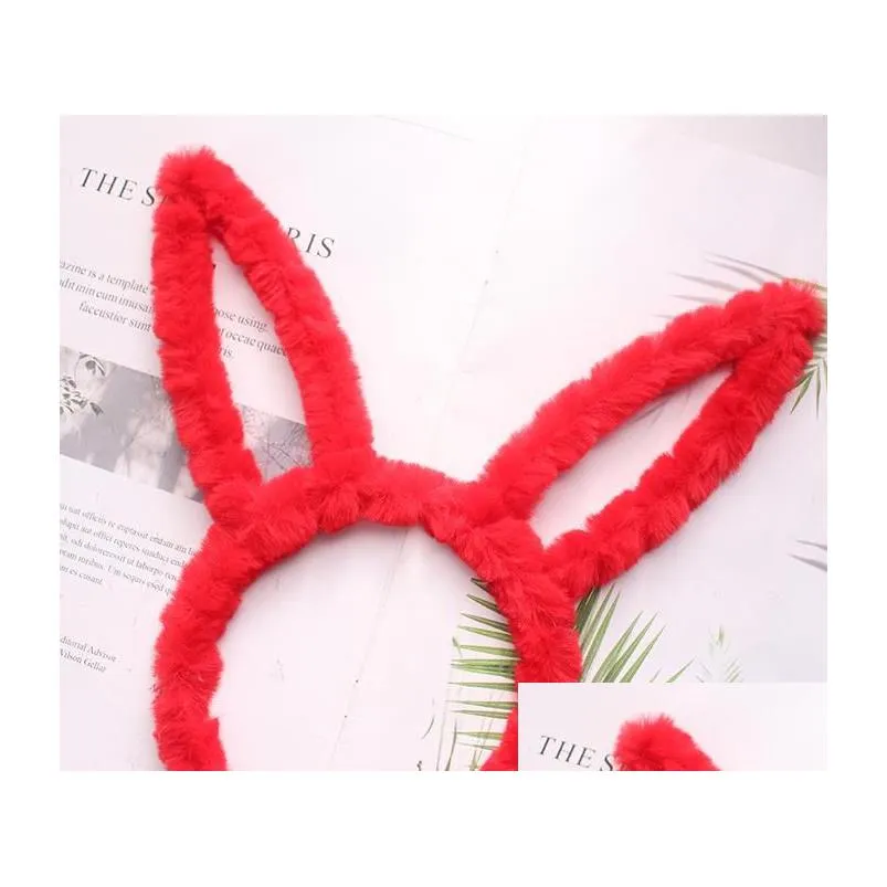 kids easter bunny rabbit ears cosplay headband child adult soft furry plush hair band party led glow headwear event favors customize