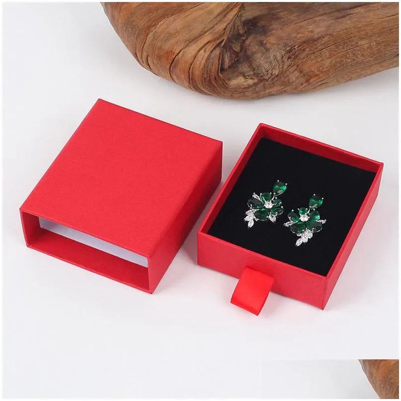 Luxury Elegant 8*7*3cm Drawer Box With Spong For Jewelery Display Earring Necklace Packaging Drawer Box With Ribbon LX1622