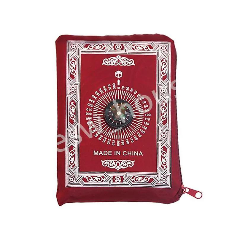 portable waterproof muslim prayer mat rug with compass islamic eid decoration gift party favors blanket