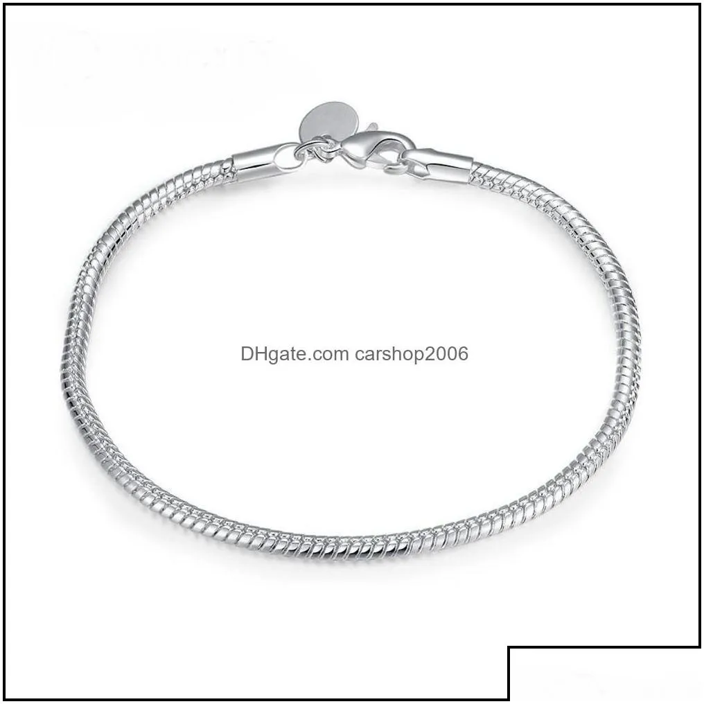 charm bracelets bracel wholesale sier plated fashion jewelry flat snake bone bracelet bangle carshop2006 drop delivery dhukn