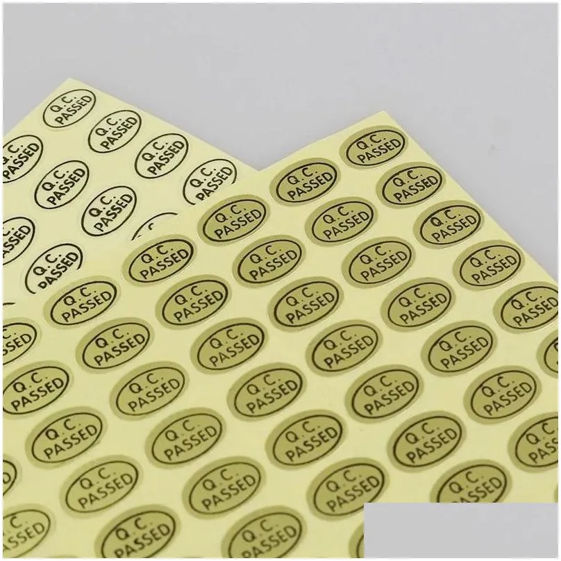 gift wrap 2700pcs/lot gold/clear 9x13mm oval paper warranty label qc adhesive sticker custom passed stickersgift