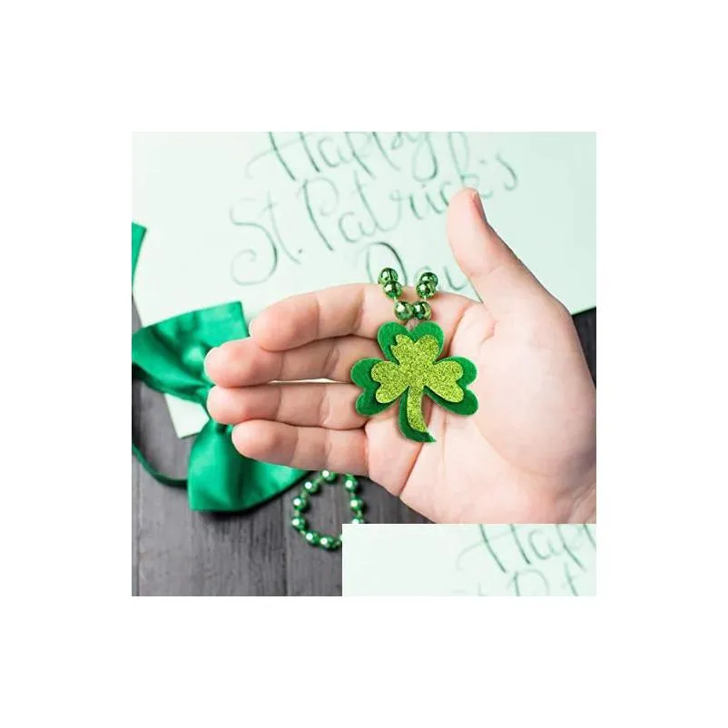 shamrock beaded necklace bracelet set - st. patricks day party favor diy holiday decoration