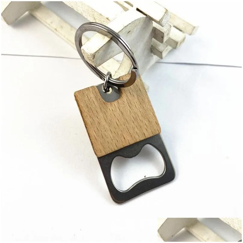 Portable Small Bottle Opener With Wood Handle Wine Beer Soda Glass Cap Bottle Opener Key Chain For Home Kitchen Bar LX4078