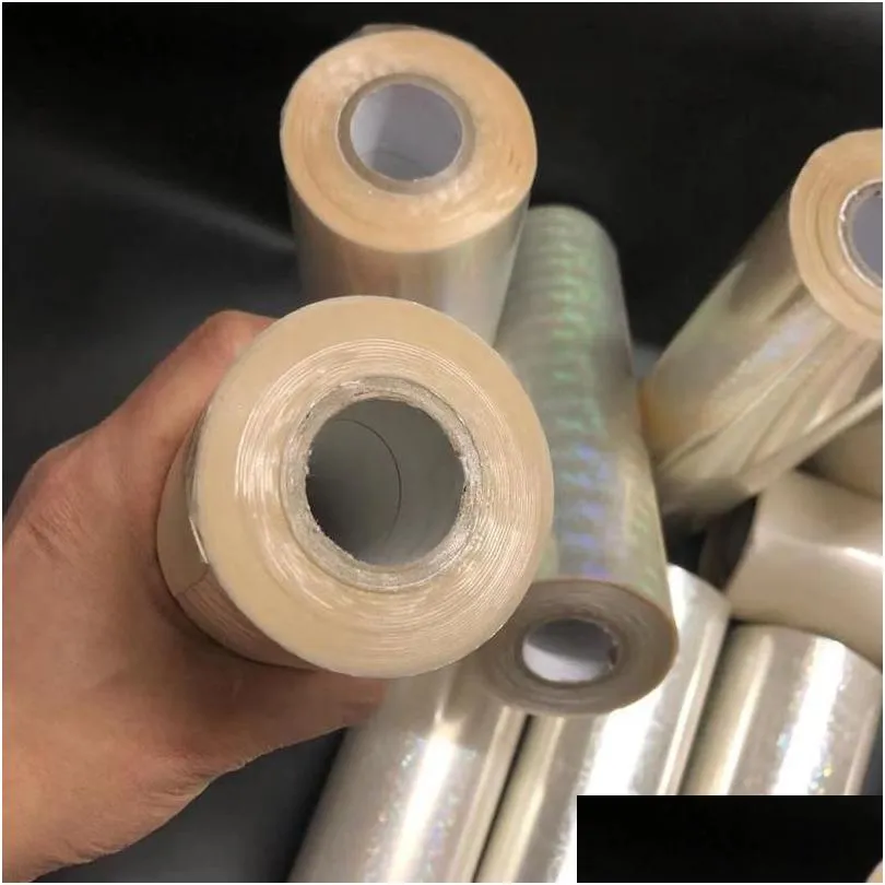 wholesale 120m holographic transparent stamping foil paper rolls for laminator heat transfer laser printer card craft paper 2