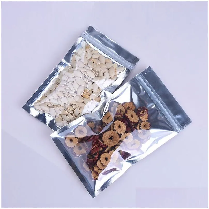 wholesale 1000pcs/lot Transparent Aluminum Foil Bag Sealed Zipper Seal Bag Packaging Food Bag Retail Re-sealable Baking Packaging Bags